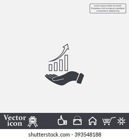 Infographic with hand, chart icon, vector illustration