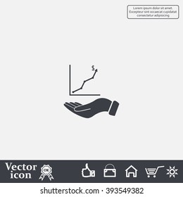 Infographic with hand, chart icon, vector illustration