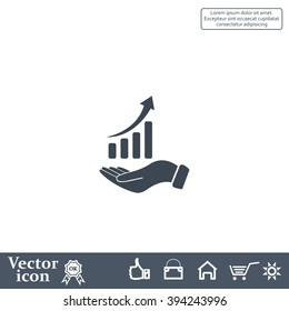 Infographic with hand, chart icon, vector illustration