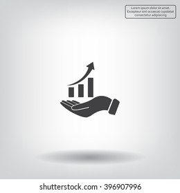 Infographic with hand, chart icon, vector illustration