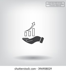 Infographic with hand, chart icon, vector illustration