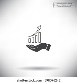 Infographic with hand, chart icon, vector illustration