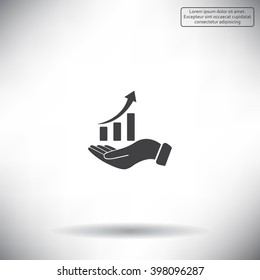 Infographic with hand, chart icon, vector illustration