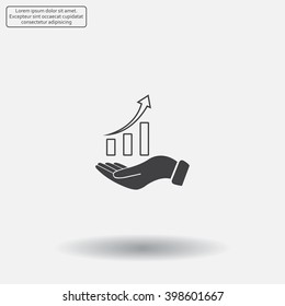 Infographic with hand, chart icon, vector illustration