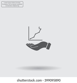 Infographic with hand, chart icon, vector illustration