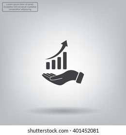Infographic with hand, chart icon, vector illustration