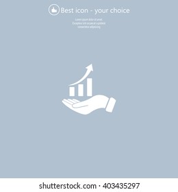 Infographic with hand, chart icon, vector illustration