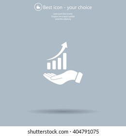 Infographic with hand, chart icon, vector illustration