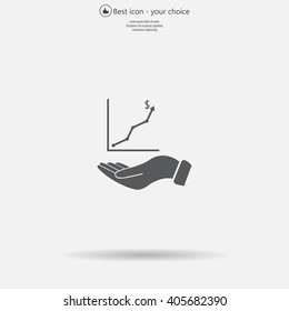 Infographic with hand, chart icon, vector illustration