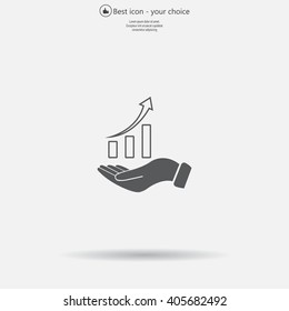 Infographic with hand, chart icon, vector illustration