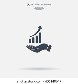 Infographic with hand, chart icon, vector illustration