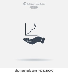 Infographic with hand, chart icon, vector illustration