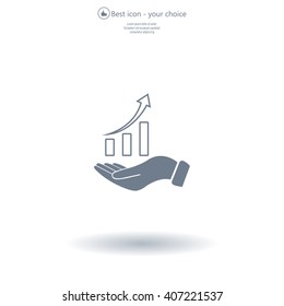 Infographic with hand, chart icon, vector illustration