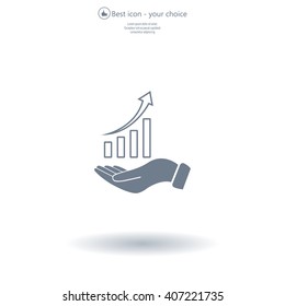 Infographic with hand, chart icon, vector illustration