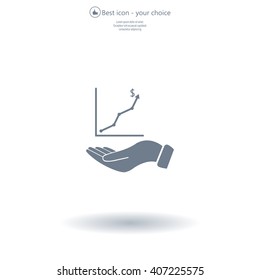 Infographic with hand, chart icon, vector illustration