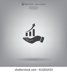 Infographic with hand, chart icon, vector illustration