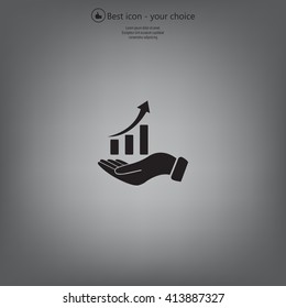Infographic with hand, chart icon, vector illustration