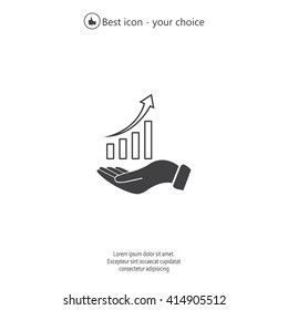 Infographic with hand, chart icon, vector illustration