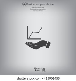 Infographic with hand, chart icon, vector illustration