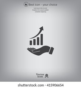 Infographic with hand, chart icon, vector illustration