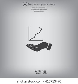 Infographic with hand, chart icon, vector illustration