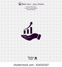Infographic with hand, chart icon, vector illustration
