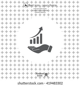 Infographic with hand, chart icon, vector illustration