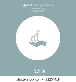 Infographic with hand, chart icon, vector illustration