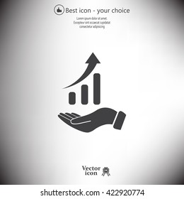 Infographic with hand, chart icon, vector illustration. Flat design style