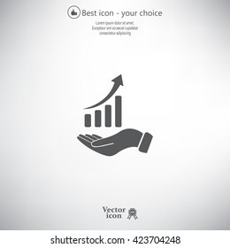 Infographic with hand, chart icon, vector illustration