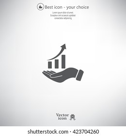 Infographic with hand, chart icon, vector illustration