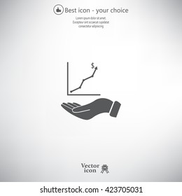 Infographic with hand, chart icon, vector illustration