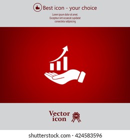 Infographic with hand, chart icon, vector illustration