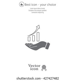 Infographic with hand, chart icon, vector illustration