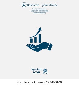 Infographic with hand, chart icon, vector illustration