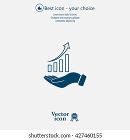 Infographic with hand, chart icon, vector illustration