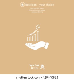 Infographic with hand, chart icon, vector illustration