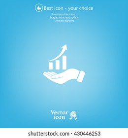 Infographic with hand, chart icon, vector illustration
