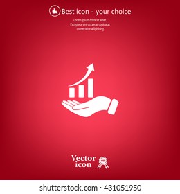 Infographic with hand, chart icon, vector illustration