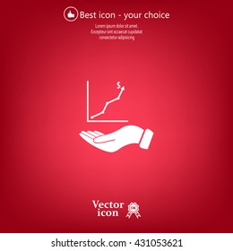 Infographic with hand, chart icon, vector illustration