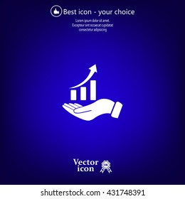 Infographic with hand, chart icon, vector illustration