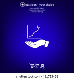 Infographic with hand, chart icon, vector illustration