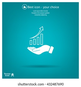 Infographic with hand, chart icon, vector illustration