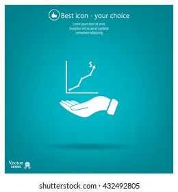 Infographic with hand, chart icon, vector illustration