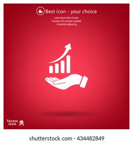 Infographic with hand, chart icon, vector illustration