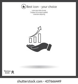 Infographic with hand, chart icon, vector illustration