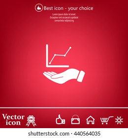 Infographic with hand, chart icon, vector illustration
