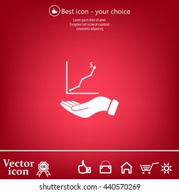 Infographic with hand, chart icon, vector illustration
