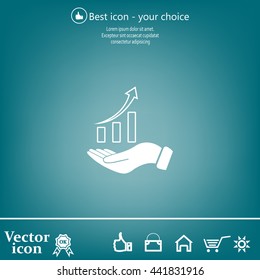 Infographic with hand, chart icon, vector illustration