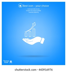Infographic with hand, chart icon, vector illustration